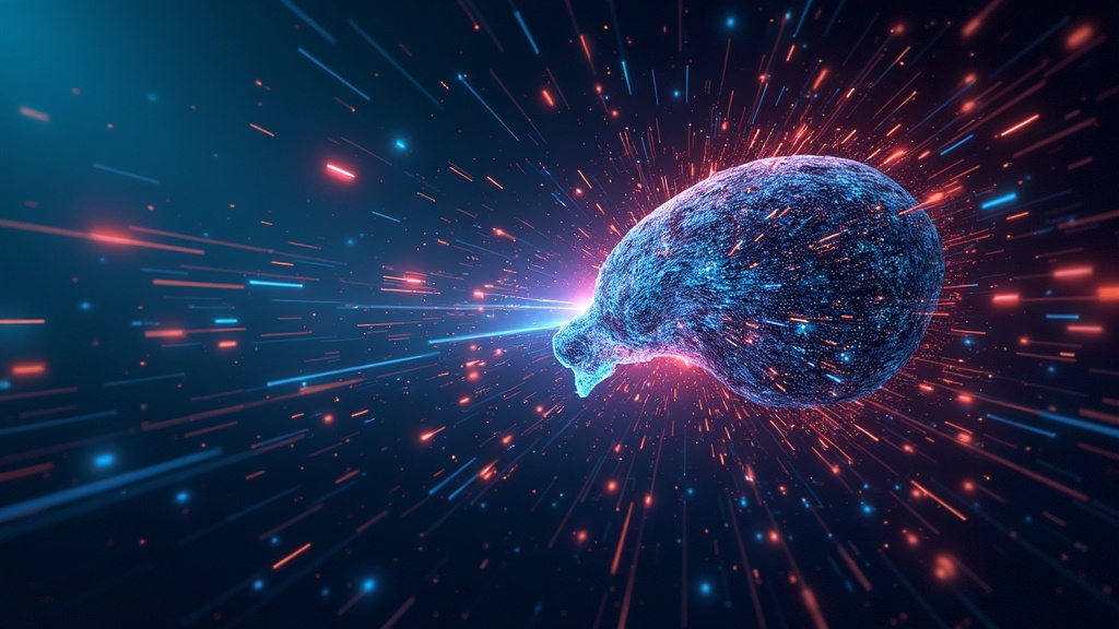 Abstract AI video creation interface with glowing elements