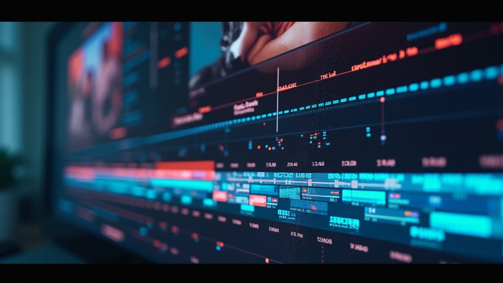 Futuristic video timeline with AI highlights