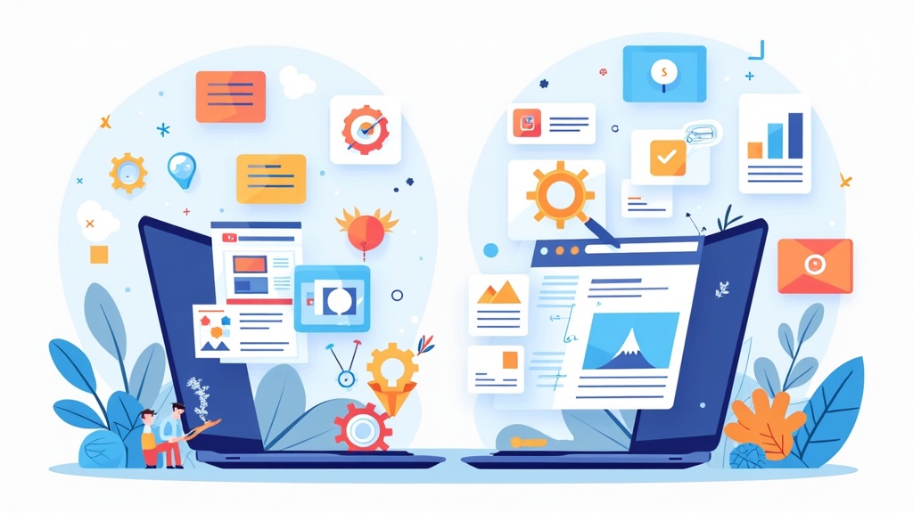 Affiliate marketing platforms comparison illustration