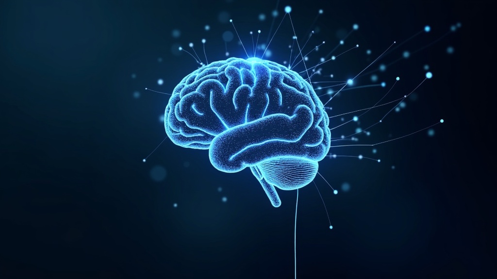 AI digital brain over data network graphics