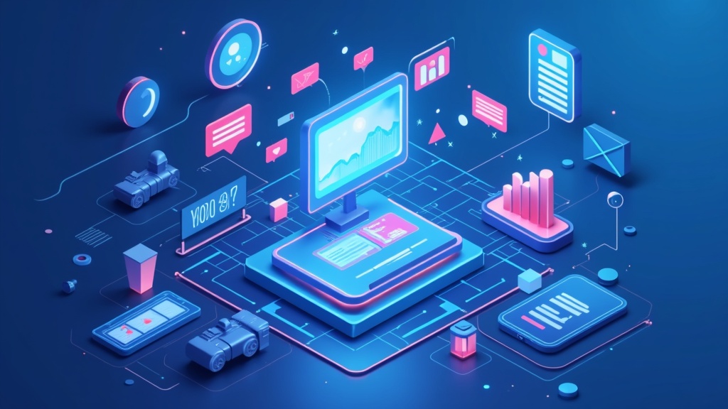 Digital illustration of futuristic AI-powered workspace for affiliate marketers