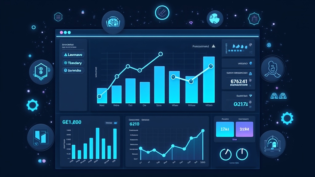 Futuristic dashboard showing affiliate analytics and AI algorithms