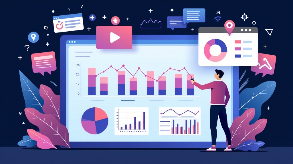 Modern computer screens showing affiliate dashboards and AI analytics
